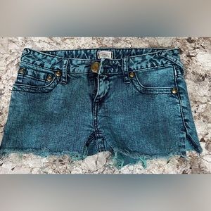 Free People Blue Green Jean Shorts. Size 24